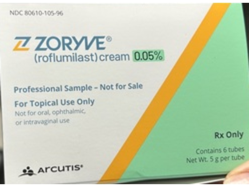 Zoryve (roflumilast) cream 0.05%, 5 g pack of 6, Arcutis (Rx)