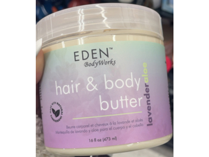 Eden BodyWorks Hair + Body Butter, Lavender Aloe, 16 fl oz/473 mL