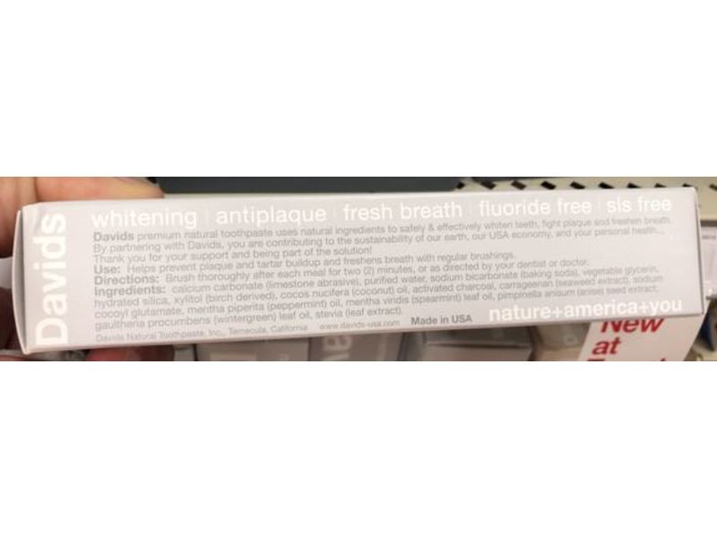 Davids Premium Natural Toothpaste, Peppermint + Charcoal, 5.25 oz/149 g