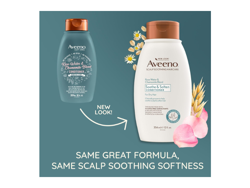 Aveeno Soothe & Soften Conditioner, Rose Water & Chamomile Blend, 12 fl oz/354 mL