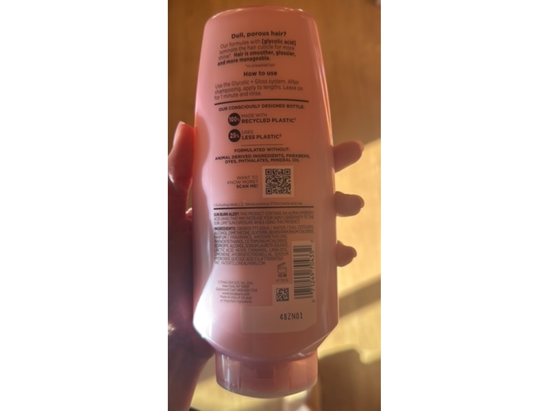 L'Oreal Paris Elvive Shine Boosting Conditioner, Glycolic + Gloss, 12.6 fl oz/375 mL