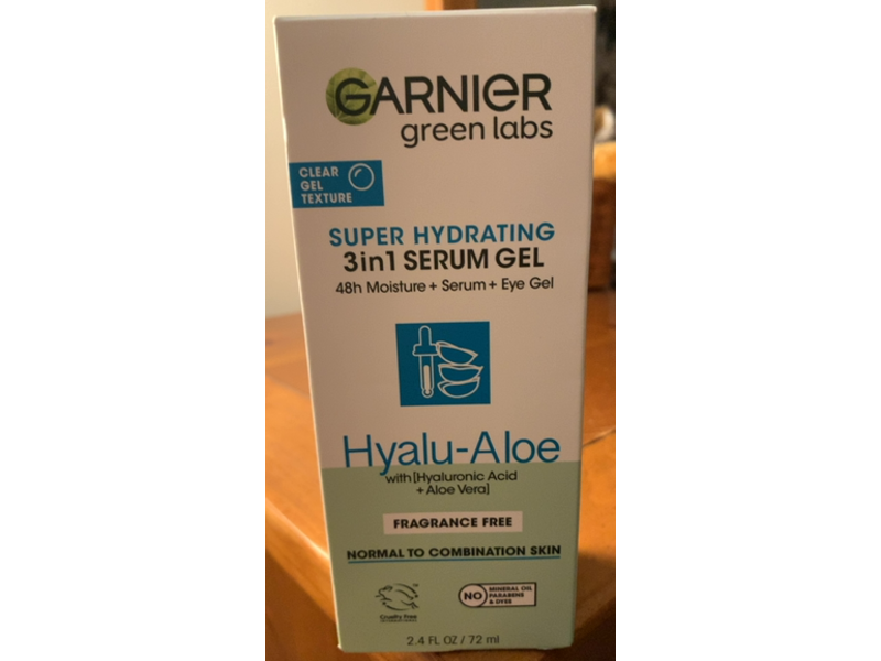 Garnier Green Labs Super Hydrating 3 In 1 Serum Gel, Hyalu - Aloe, 2.4 fl oz/72 mL