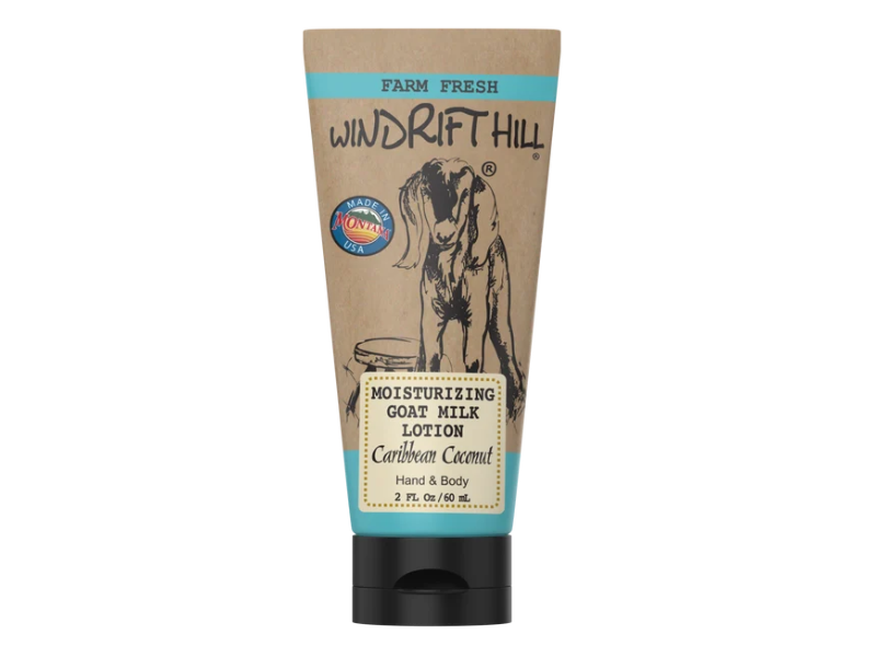Windrift Hill Moisturizing Goat Milk Lotion, Caribbean Coconut, 2 fl oz/60 mL