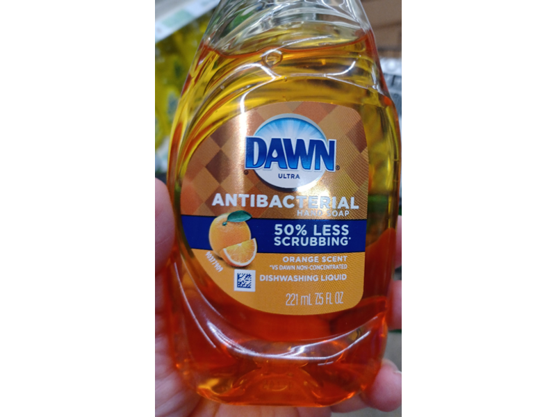 Dawn Antibacterial Dishwashing Liquid Hand Soap, Orange Scent, 7.5 fl oz/221 mL