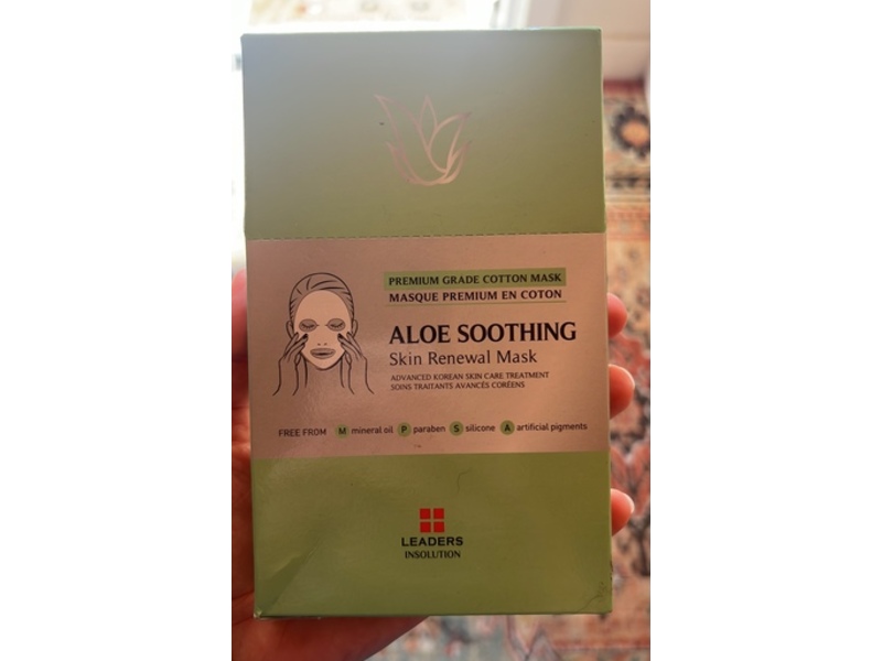 Leaders Insolution Skin Renewal Mask, Aloe Soothing, 0.84 fl oz/25 mL, 5 Count
