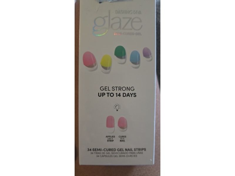 Dashing Diva Glaze Semi-Cured Gel Nail Strips, Candy Village, 34 Count
