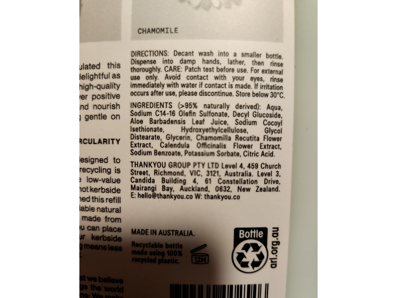 Thankyou Hand & Body Wash Refill, 1 L