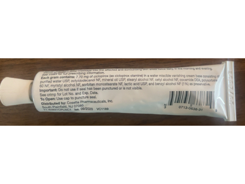 Ciclopirox Olamine Cream 0.77%, 30 g, Cosette Pharmaceuticals (Rx)