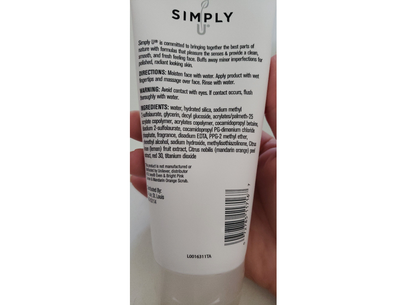 Simply U Polished & Bright Facial Scrub, Orange & Pink Lemon Scrub, 6 oz/170 g