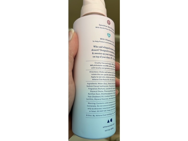 Athena Club Whipped Shave Cream, Golden Vanilla, 6.7 fl oz/198 mL