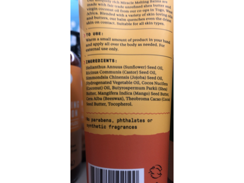 Alaffia Miracle Melting Balm, Unrefined Shea Butter, 4 fl oz/118 mL