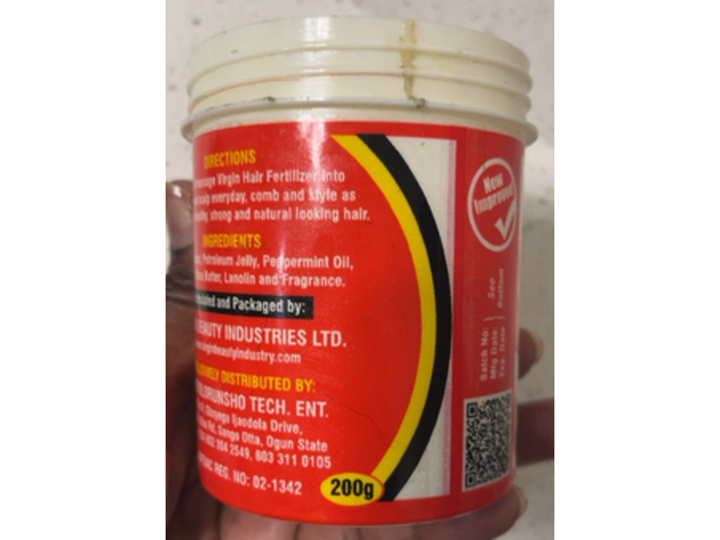 Virgin Hair Fertilizer Anti-Dandruff & Hair Conditioning Cream, 200 g