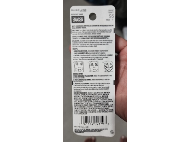 Maybelline Instant Age Rewind Eraser Multi-Use Concealer, 98, 0.2 fl oz/60 mL