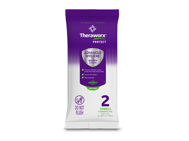 Theraworx Protect Advanced Hygiene Towels, Fragrance Free, 2 Count