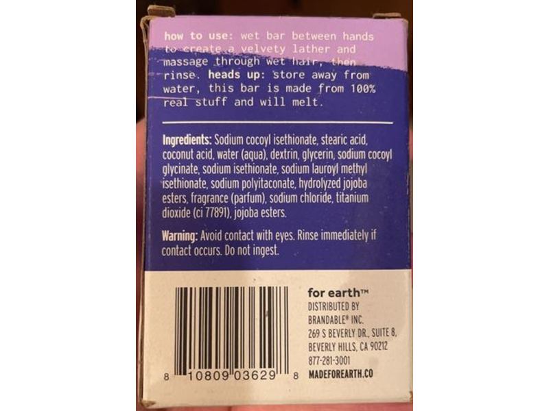 For Earth 2 In 1 Shampoo & Conditioner Bar, Lavender, 3 oz/85.05 g