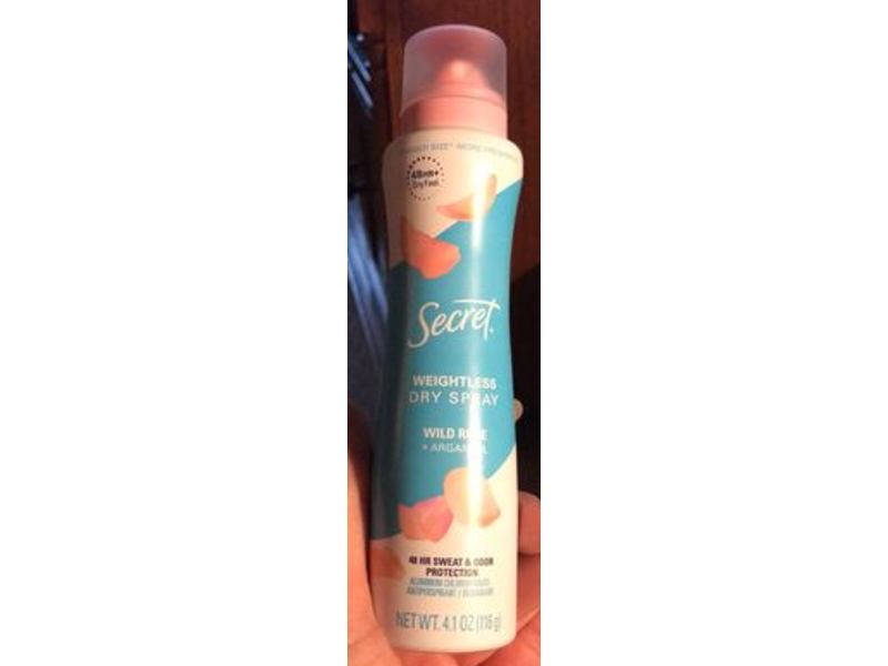 Secret Dry Spray Antiperspirant Deodorant, Wild Rose + Argan Oil, 4.1oz/116 g