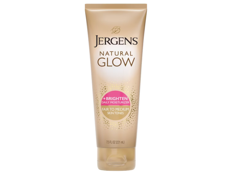 Jergens Natural Glow + Brighten Daily Moisturizer, Fair To Medium, Antioxidants & Coconut Oil, 7.5 fl oz/221 mL