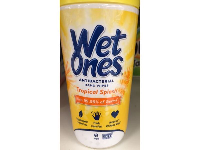Wet Ones Antibacterial Hand Wipes, Tropical Splash, 40 Count