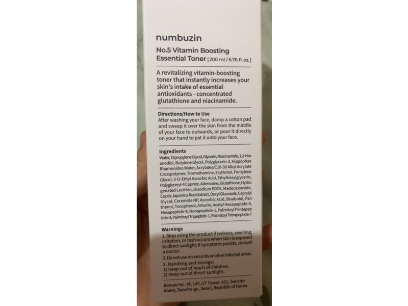 numbuzin No.5+ Vitamin Boosting Essential Toner, 6.76 fl oz/200 mL