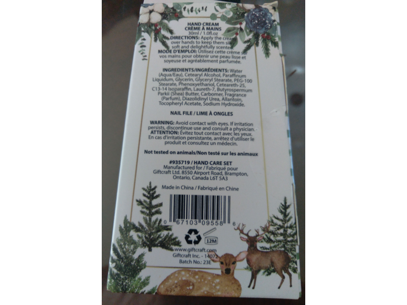 Gift Craft White Winter Pine Hand Cream, 1 fl oz/30 mL
