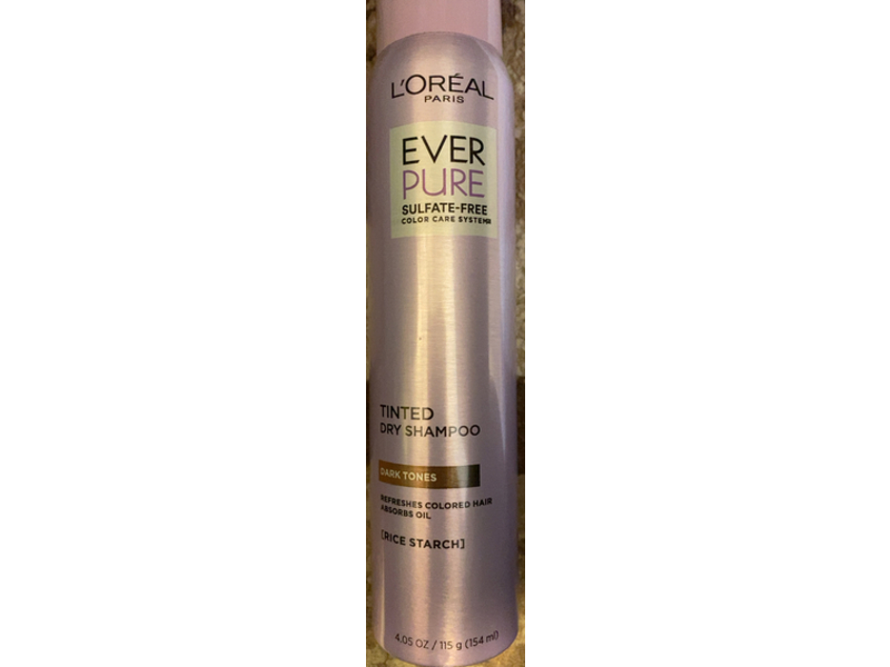 L'Oreal Paris EverPure Tinted Dry Shampoo, Dark Tones, 4.05 oz/154 mL
