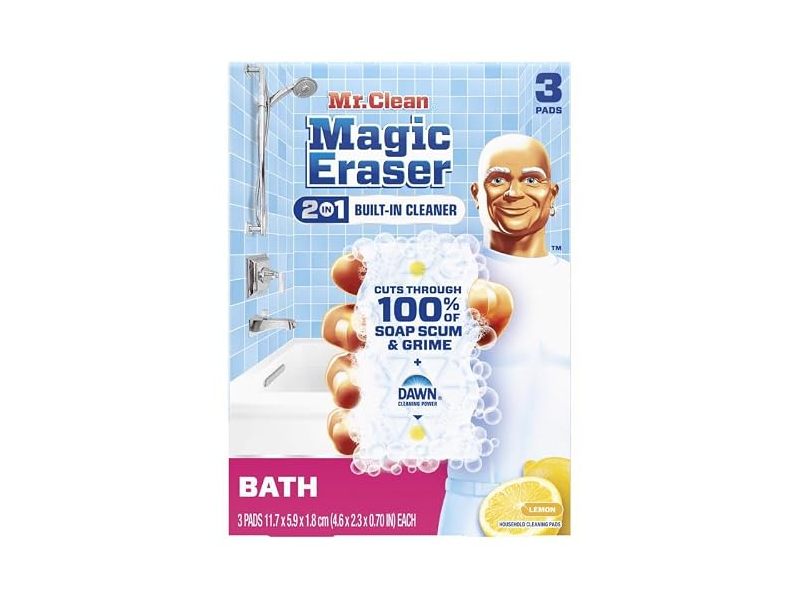 Mr. Clean Magic Eraser 2-In-1 Built In Cleaner Pad, Lemon, 3 Pads