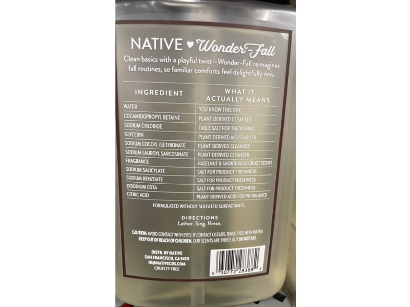 Native Hand Soap, Hazelnut & Shortbread Crust, 13 oz/384 mL