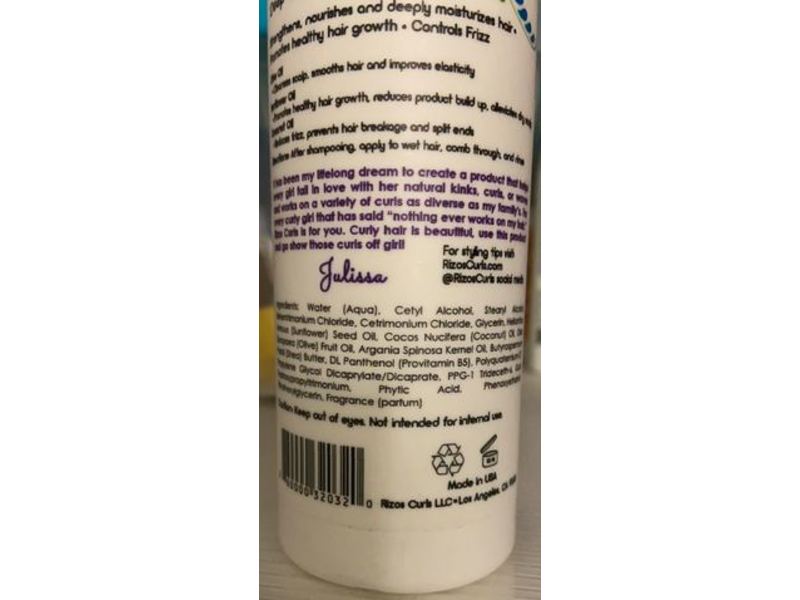 Rizos Curls Deep Conditioner, Olive Oil, Sunflower Oil, Coconut Oil, 10 fl oz/296 mL