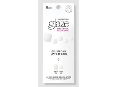 Dashing Diva Glaze Semi Cured Gel Pedicure Nail Strips, 33 Counts