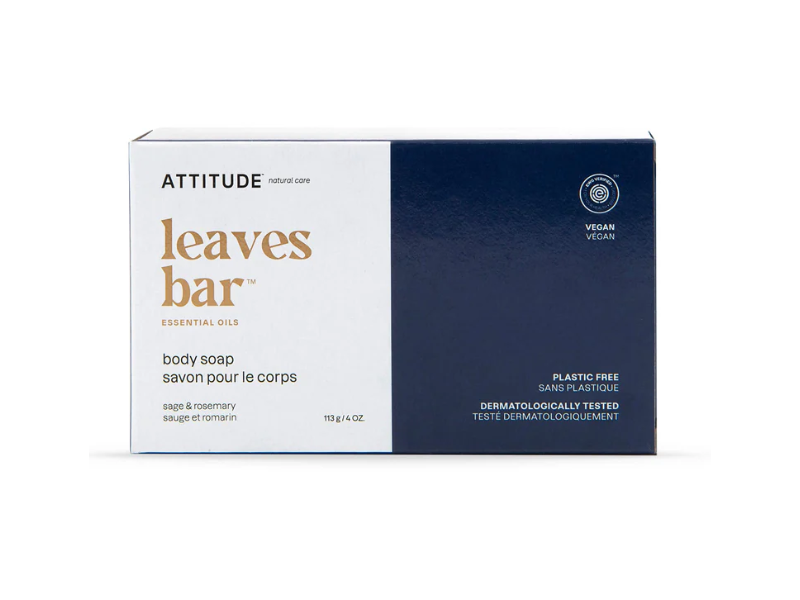 Attitude Leaves Bar Body Soap, Sage & Rosemary, 4 oz/113 g