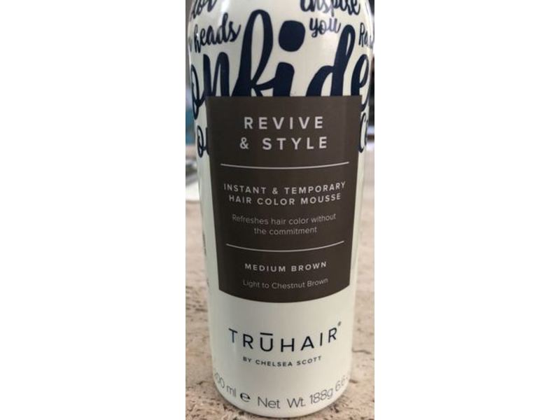 Truhair Revive And Style Hair Color Mousse, Medium Brown, 6.6 oz/188 g