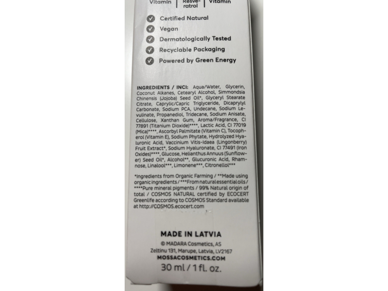 Mossa Derma+ Instant Claming Serum, Lingonberry, 1 fl oz/30 mL