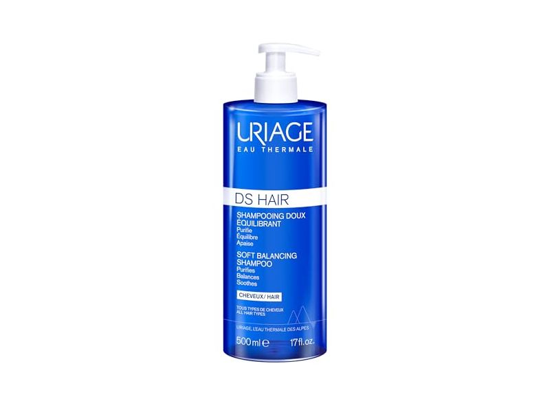 Uriage DS Hair Soft Balancing Shampoo, 17 fl oz/500 mL