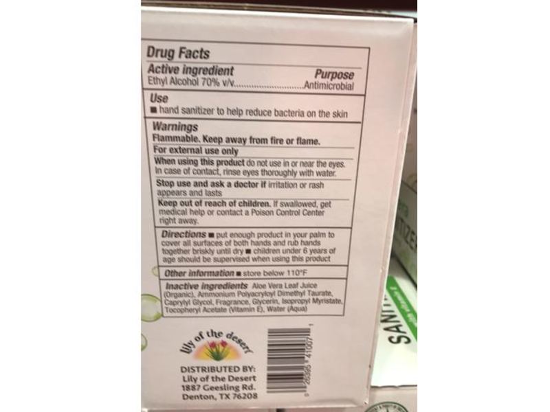Lily Of The Desert Aloe Vera Hand Sanitizer, 2 fl oz/59 mL