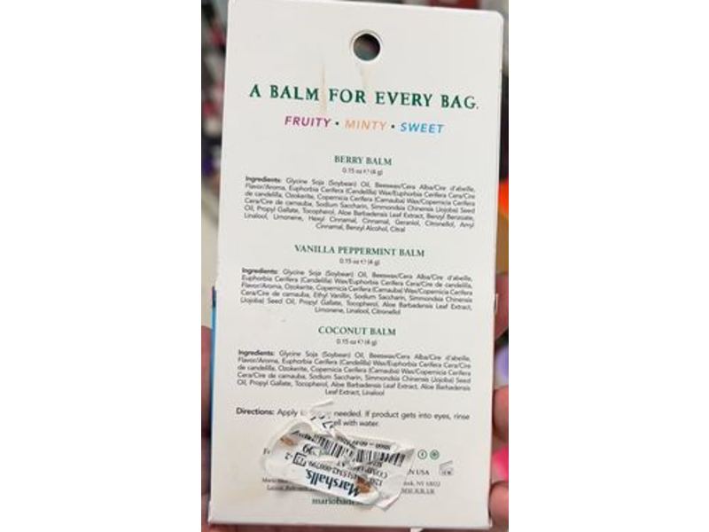 Mario Badescu Skin Care Lip Care Trio, Berry, Vanilla Peppermint, Coconut