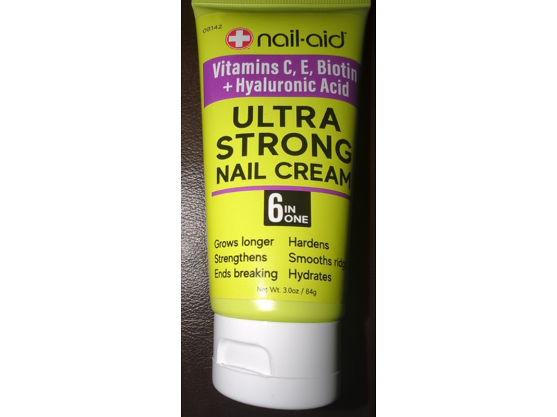 Nail - Aid 6 In One Ultra Strong Nail Cream, Vitamins C, E, Biotin + Hyaluronic Acid, 3.0 oz/84 g
