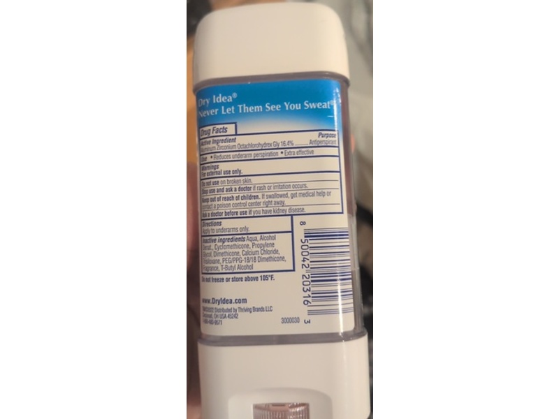 Dry Idea Advanced Dry Antiperspirant & Deodorant Gel Clear, Powder Fresh, 3 oz/85 g, Pack Of 4