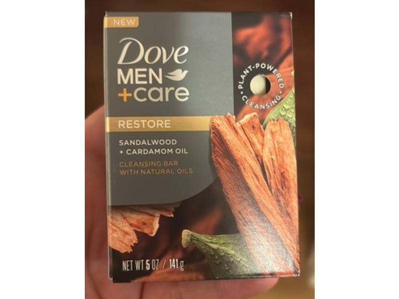 Dove Men + Care Restore Cleansing Bar, Sandalwood + Cardamom Oil, 5 oz/141 g, 4 Count