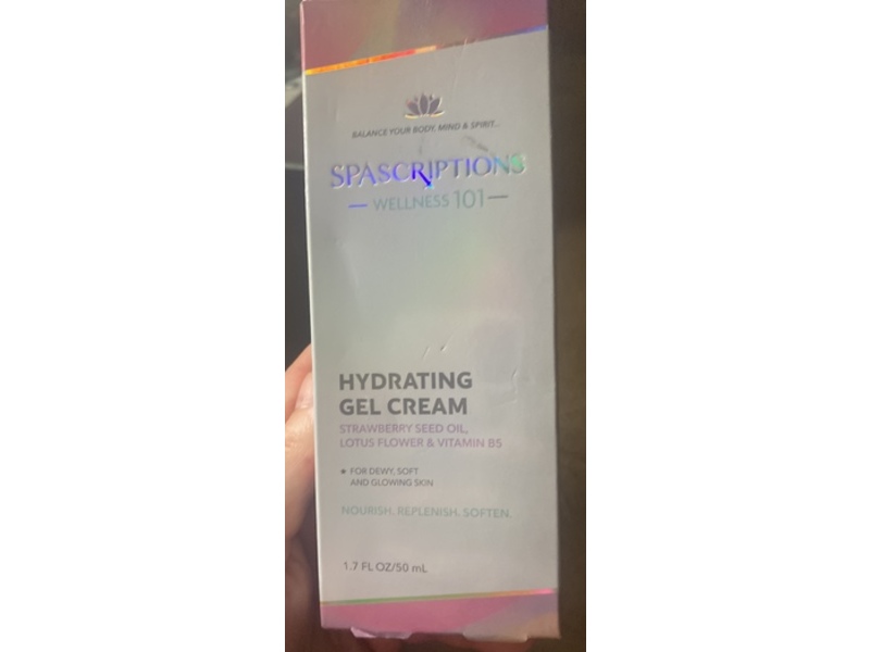Spascriptions Wellness 101 Hydrating Gel Cream, Strawberry Seed Oil, Lotus Flower & Vitamin B5, 1.7 fl oz/50 mL