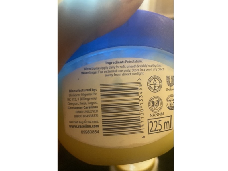 Vaseline Blue Seal Pure Petroleum Jelly, Original, 225 mL