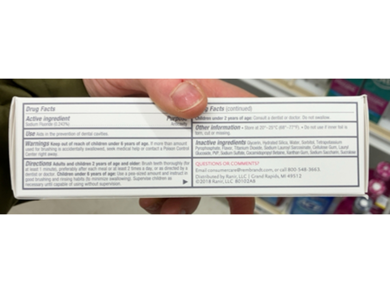 Rembrandt Intense Stain Whitening Toothpaste, Mint, 3.52 oz/99.2 g, Pack Of 2