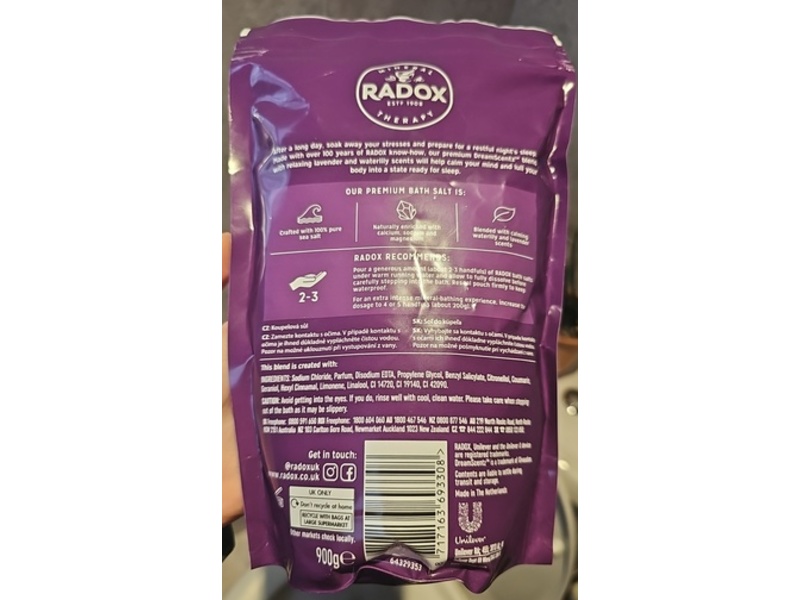 Radox Feel Relaxed Bath Salts, Lavender & Waterlily, 900 g