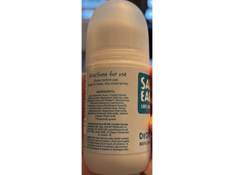 Salt Of The Earth Deodorant Roll-On, Unscented, 2.53 fl oz/75 mL