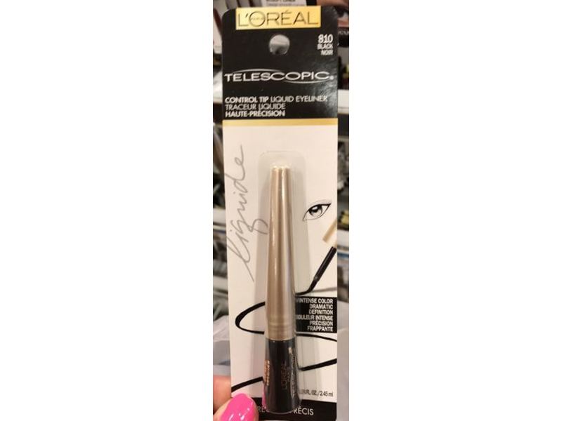 L'Oreal Paris Telescopic Control Tip Liquid Eyeliner, 810 Black, 0.08 fl oz/2.45 mL