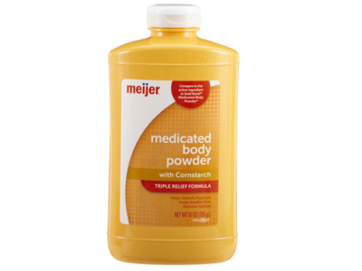 Meijer Medicated Body Powder, Cornstarch, 10 oz/283 g