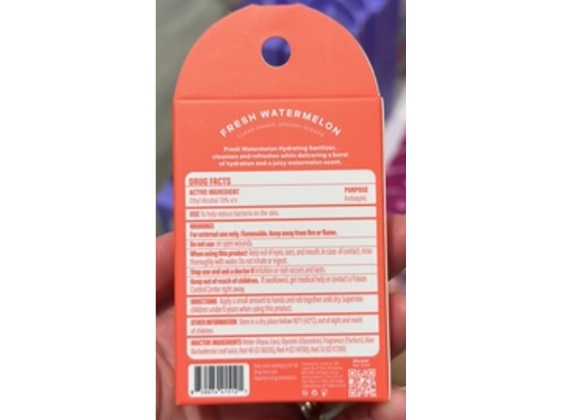 VQ Hand Sanitizer, Fresh Watermelon, 1.01 fl oz/30 mL