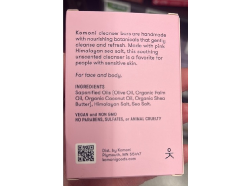 Komoni Himalayan Cleanser Bar, Unscented, 4 oz/113 g