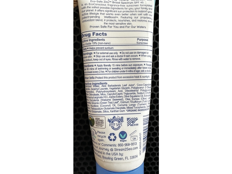Stream 2 Sea Everyday Active Mineral Sunscreen, SPF 45, 2.5 fl oz/75 mL