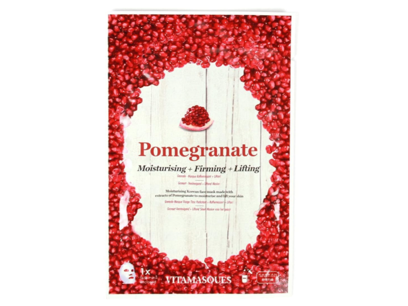 Vitamasques Moisturising + Firming + Lifting Korean Face Mask, Pomegranate, 0.68 fl oz/20 mL, 1 Count