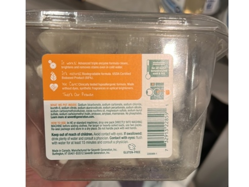 Seventh Generation Natural Laundry Detergent Packs, Free & Clear, 30 Loads